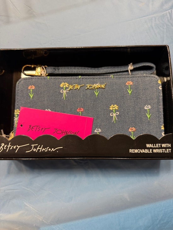 Betsey Johnson Handbags - Betsey Johnson Denim Floral Wristlet Wallet - Blue